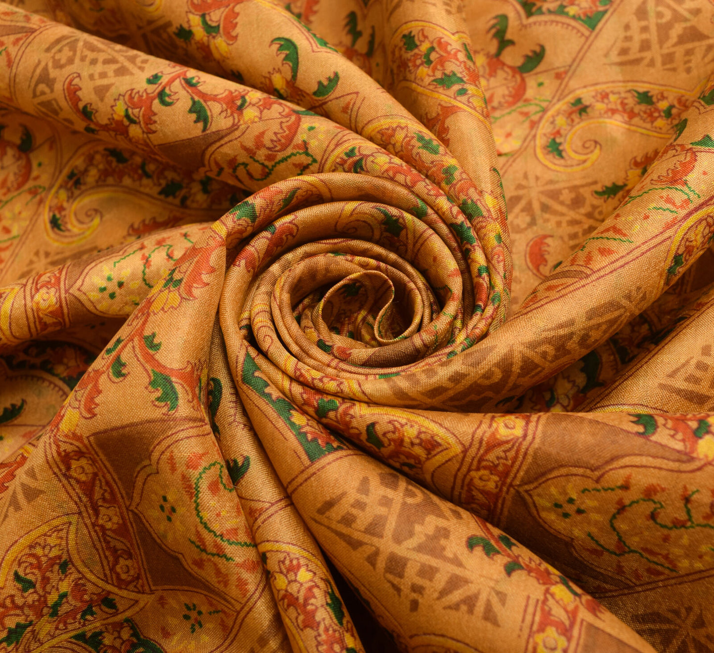 Sushila Vintage Brown Saree 100% Pure Silk Printed Indian Soft Craft Fabric