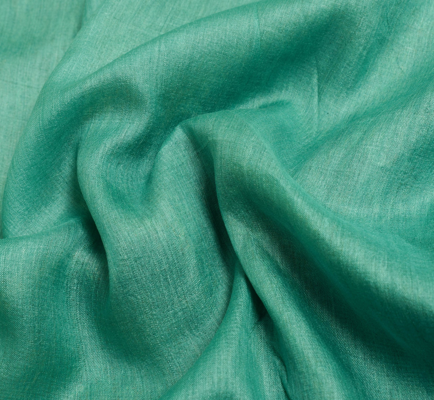 Sushila Vintage Aqua Green Scrap Saree Pure Tussar Silk Woven Soft Sari Fabric