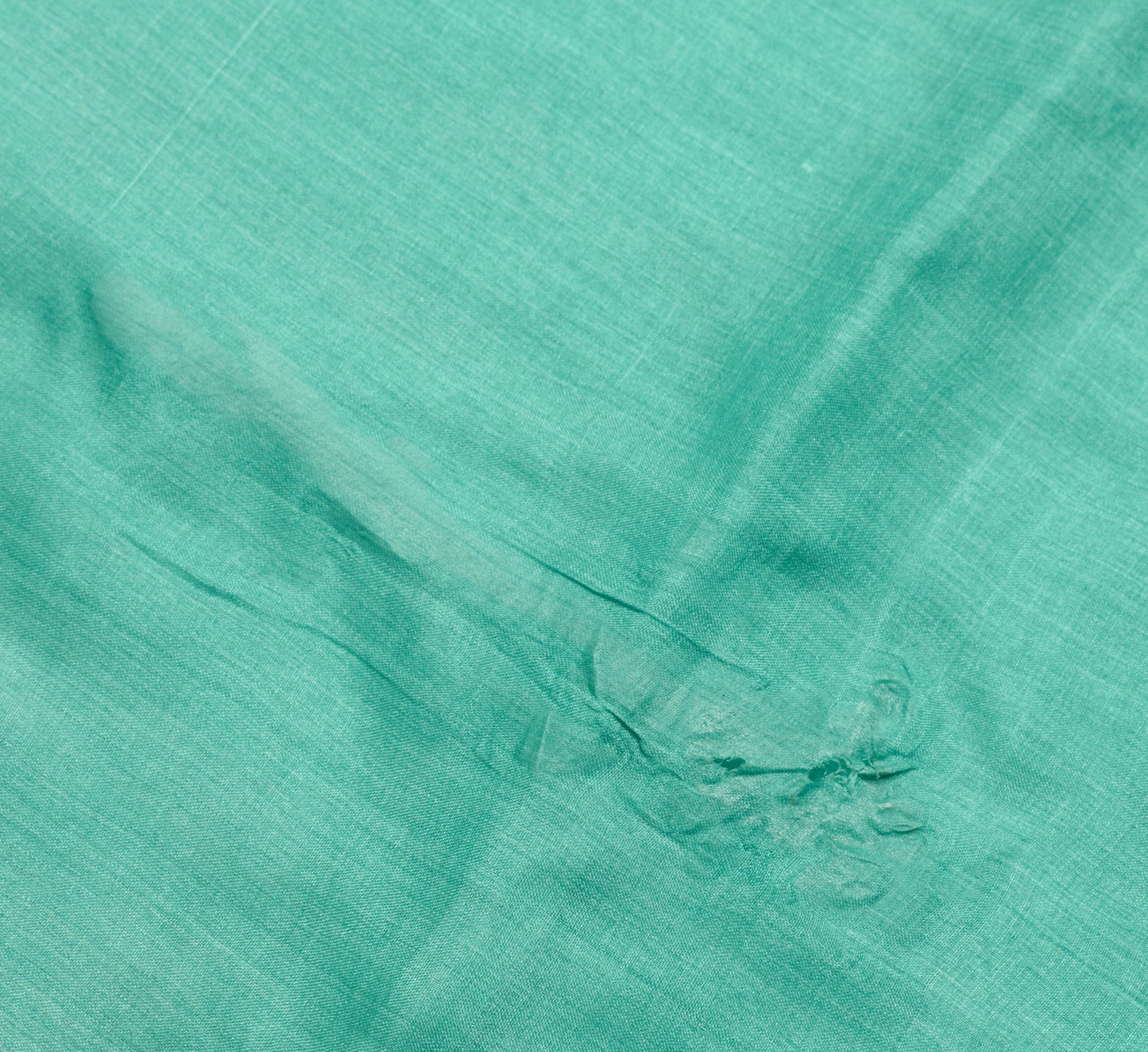 Sushila Vintage Aqua Green Scrap Saree Pure Tussar Silk Woven Soft Sari Fabric