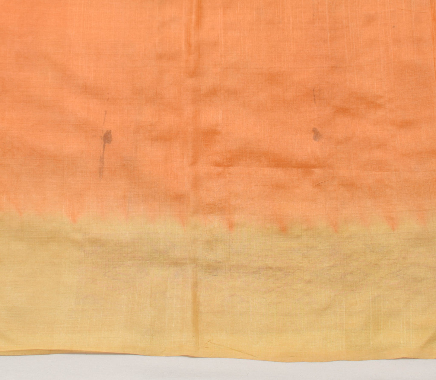 Sushila Vintage Orange Scrap Saree Pure Tusaar Silk Hand Embroidered Sari Fabric