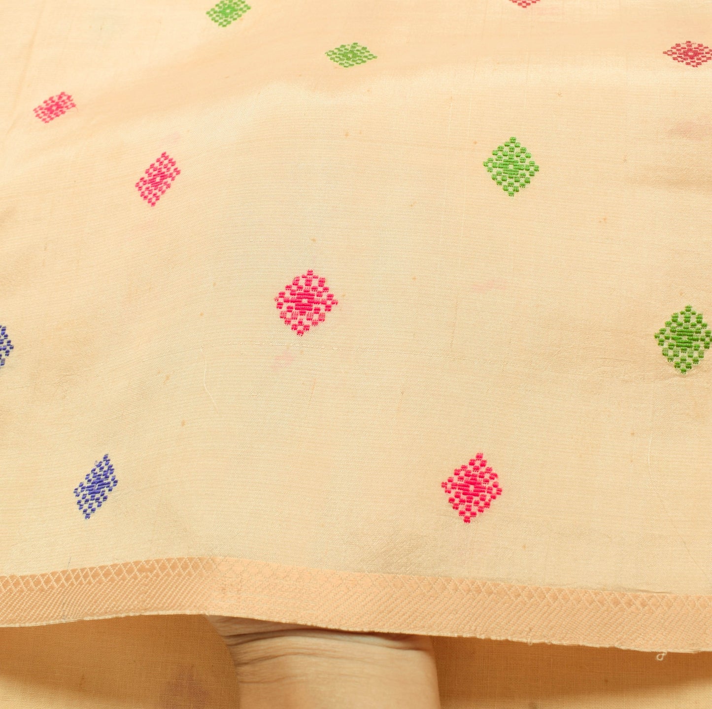 Sushila Vintage Pure Silk Sari Beige Assam Mekhela Chador Kashvi Alluring Saree