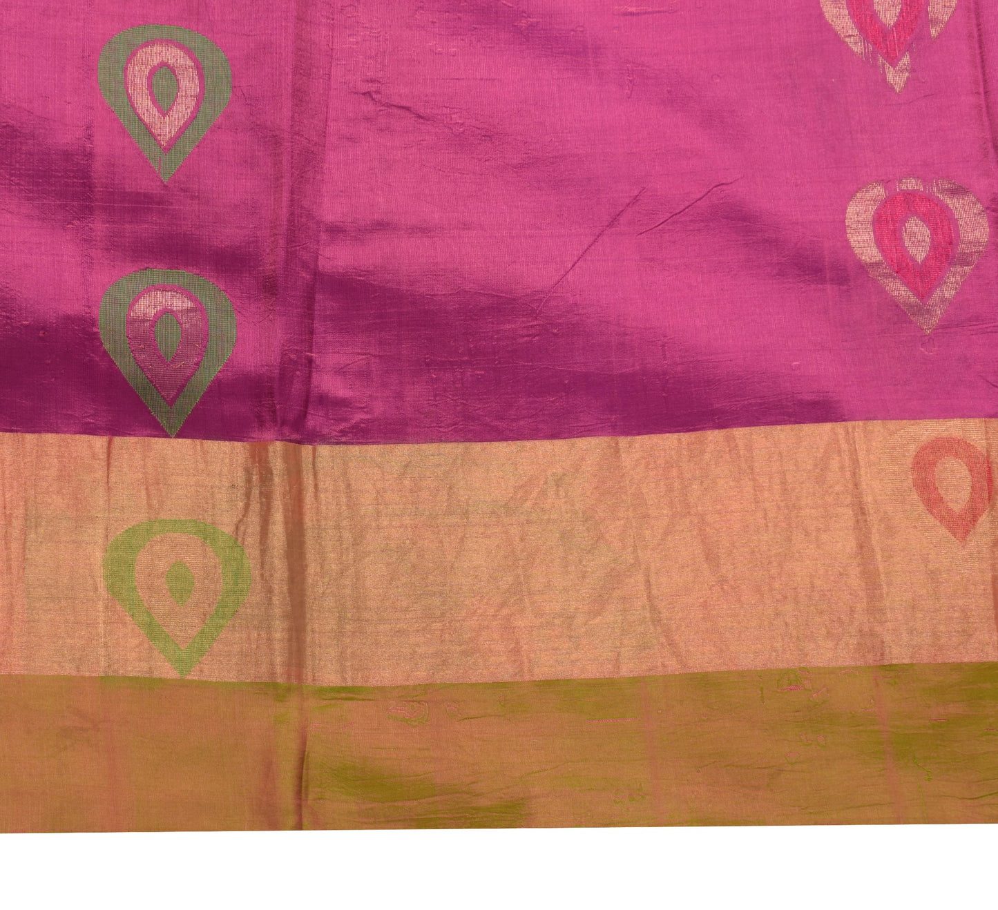 Sushila Vintage Magenta Scrap Saree Pure South Silk Floral Woven Sari Fabric