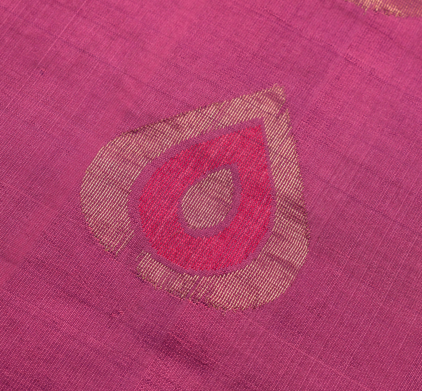 Sushila Vintage Magenta Scrap Saree Pure South Silk Floral Woven Sari Fabric