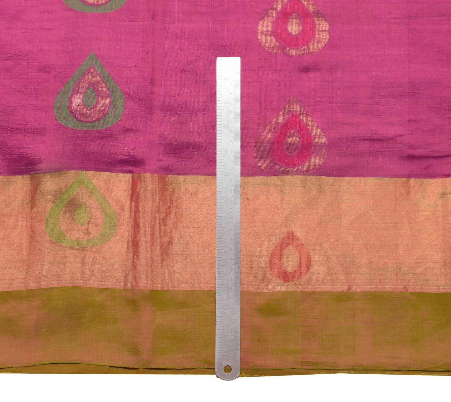 Sushila Vintage Magenta Scrap Saree Pure South Silk Floral Woven Sari Fabric