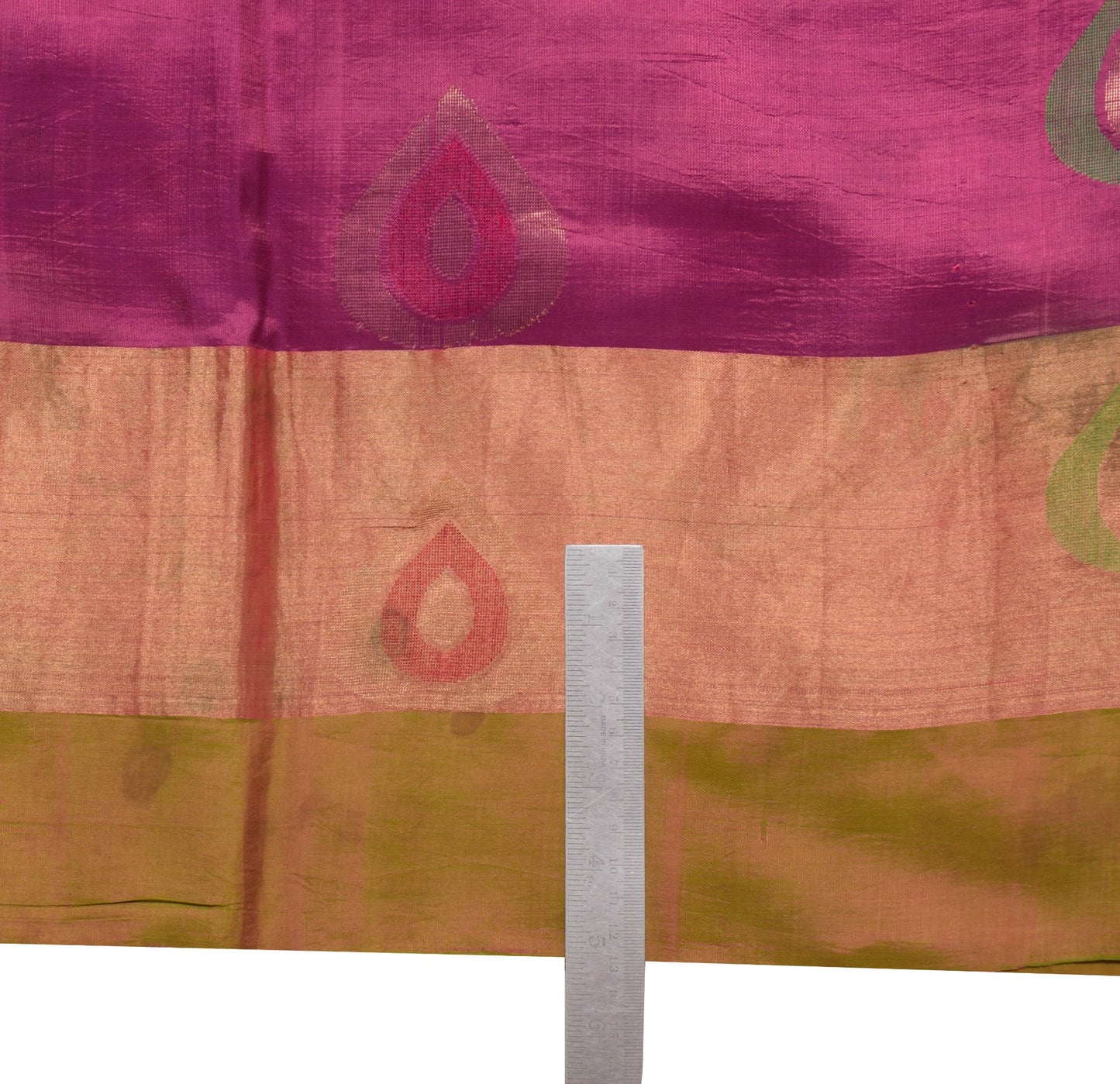 Sushila Vintage Magenta Scrap Saree Pure South Silk Floral Woven Sari Fabric