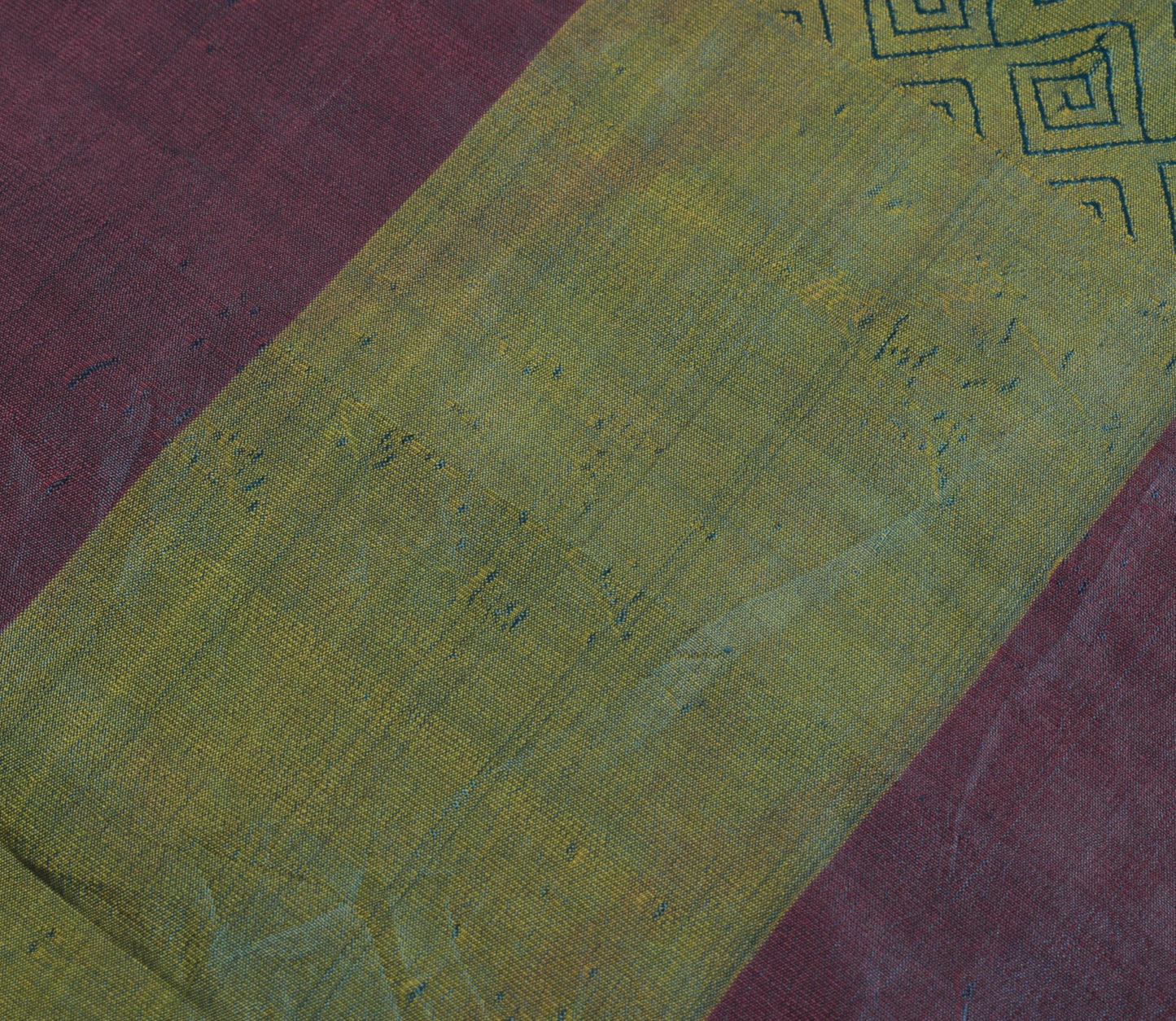 Sushila Vintage Pure Silk Scrap Saree Maroon Green Woven 5 Yds Sari Craft Fabric