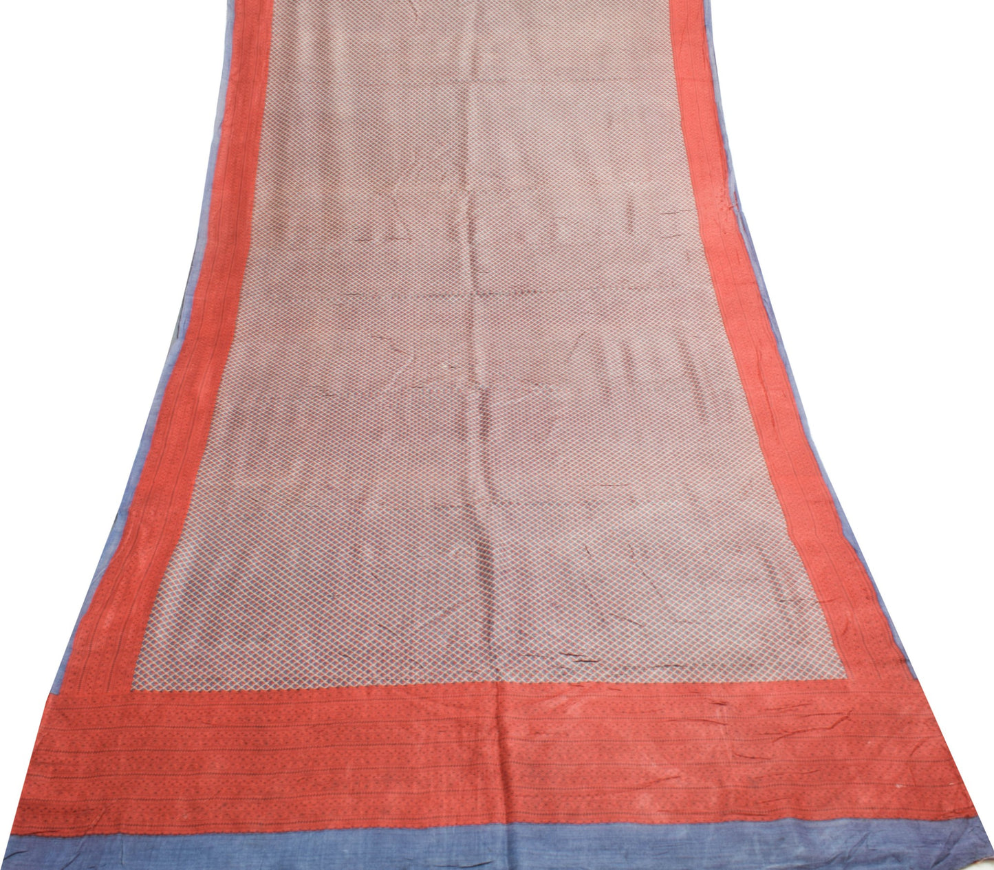 Sushila Vintage 100%Pure Woolen Scrap Saree Printed Soft Sari Craft Dress Fabric