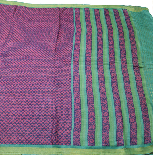 Sushila Vintage Blue Scrap Saree 1005 Pure Woolen BRANDED Printed Sari Fabric