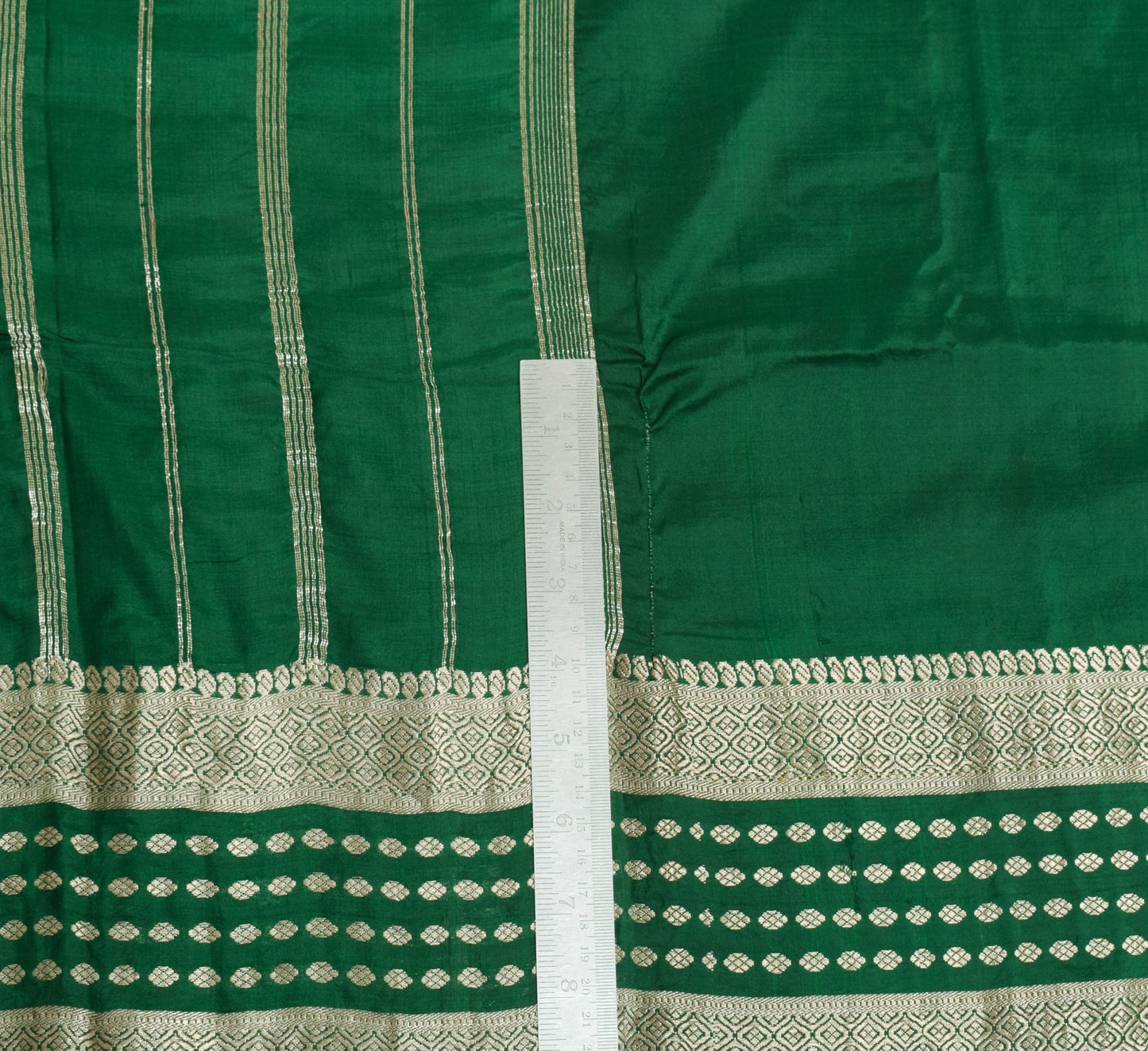 Sushila Vintage Green Scrap Saree 100% Pure Silk Zari Brocade Sari Craft Fabric