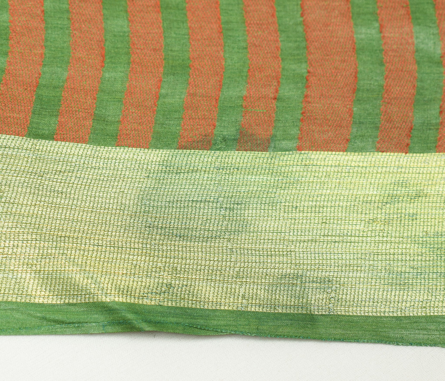 Sushila Vintage Pure Tussar Silk Scrap Saree Green Woven Soft Sari Craft Fabric