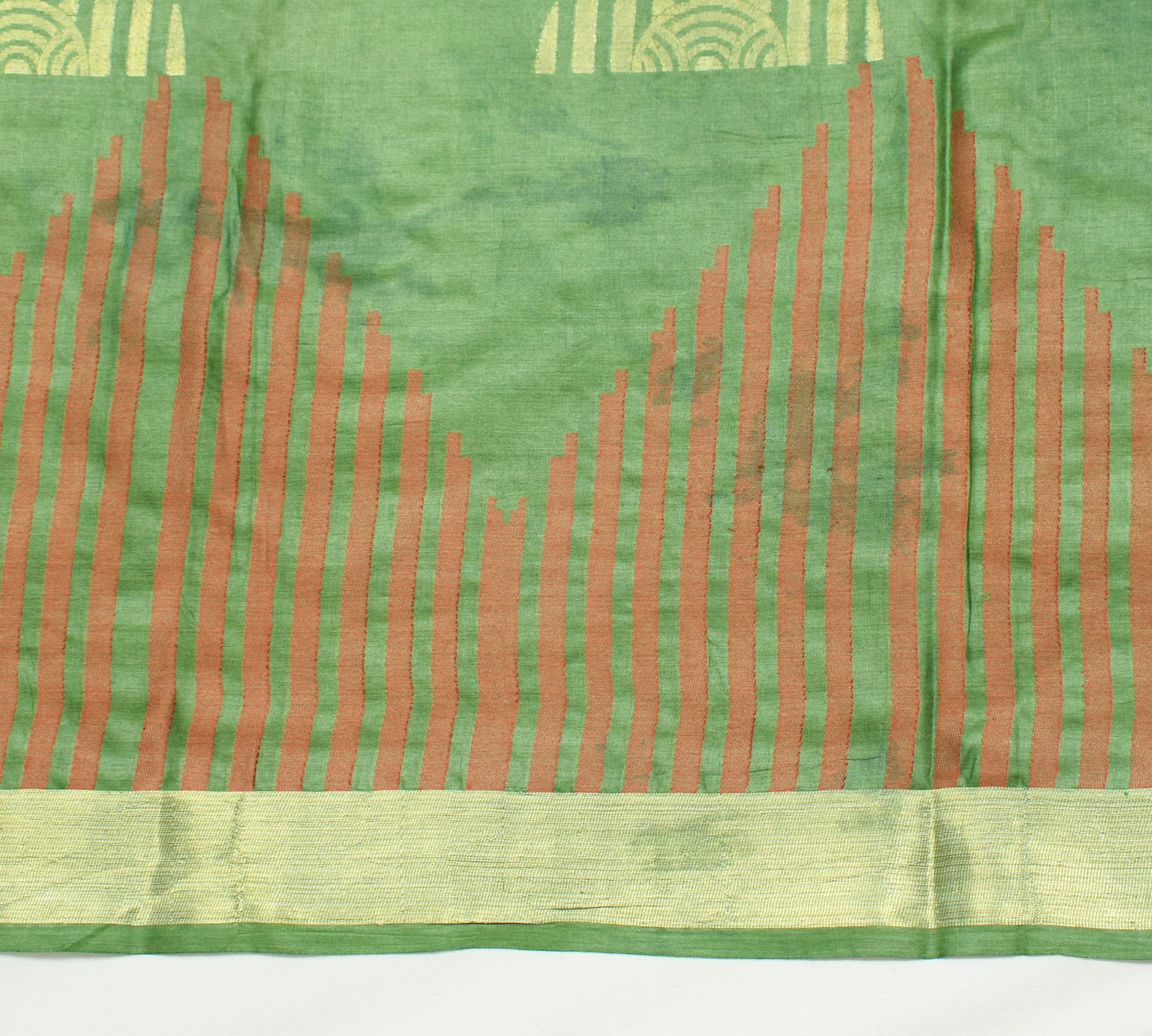 Sushila Vintage Pure Tussar Silk Scrap Saree Green Woven Soft Sari Craft Fabric