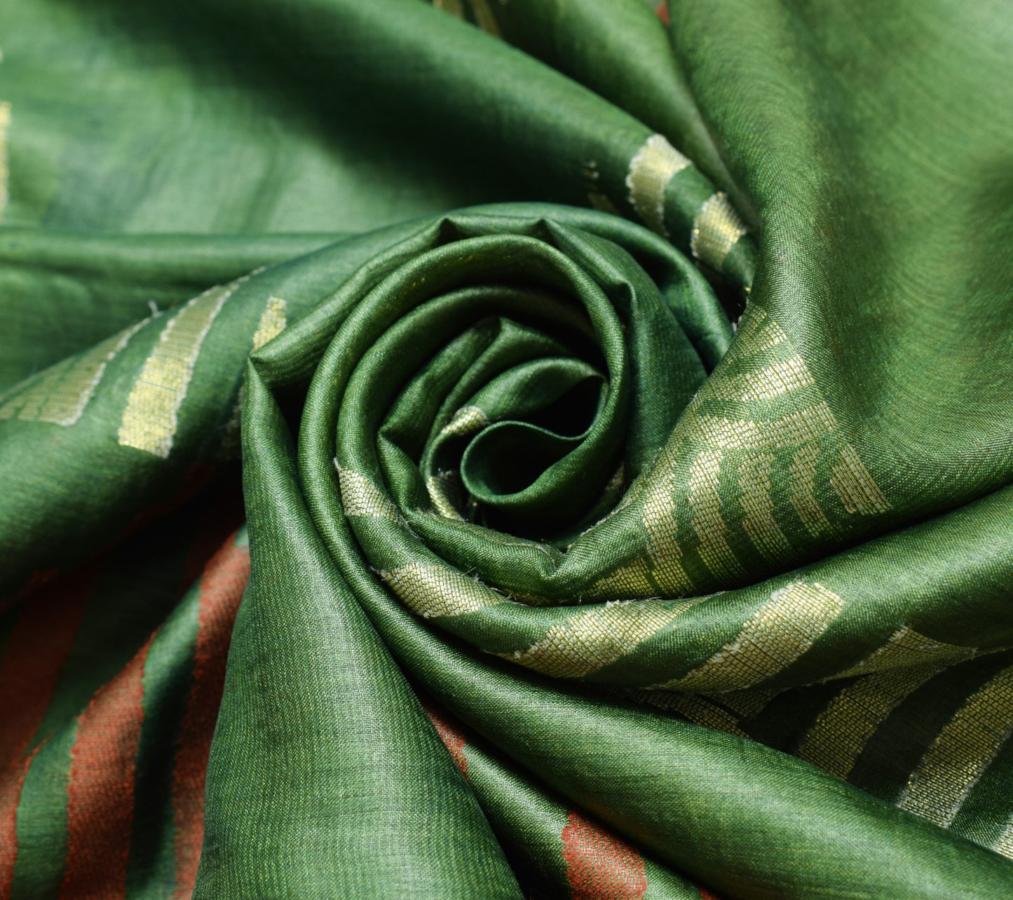 Sushila Vintage Pure Tussar Silk Scrap Saree Green Woven Soft Sari Craft Fabric