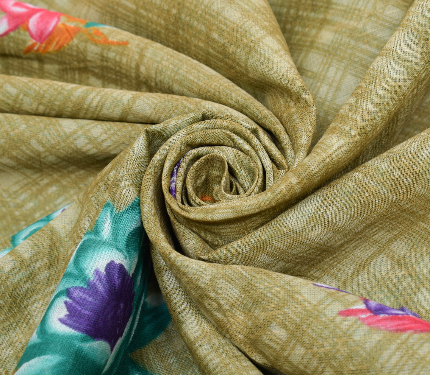 Sushila Vintage Scrap Saree 100% Pure Cotton Printed Floral Craft  Sari Fabric