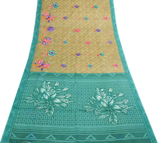 Sushila Vintage Scrap Saree 100% Pure Cotton Printed Floral Craft  Sari Fabric