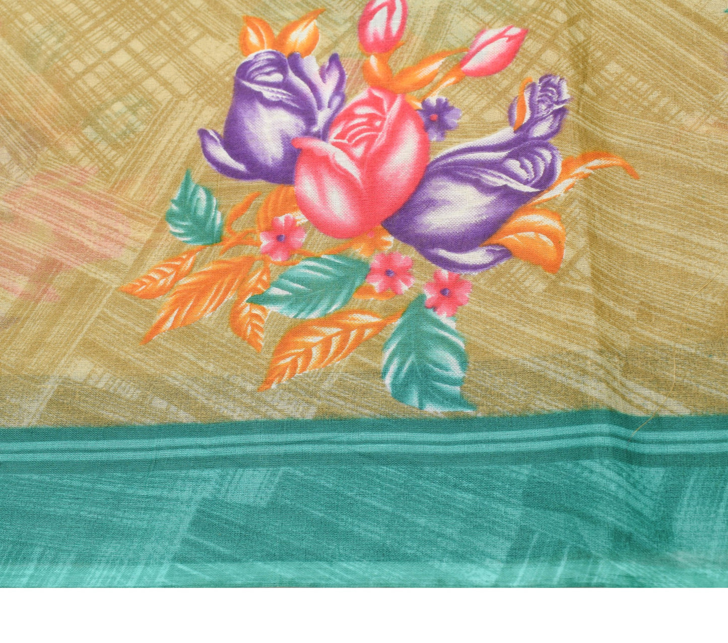 Sushila Vintage Scrap Saree 100% Pure Cotton Printed Floral Craft  Sari Fabric