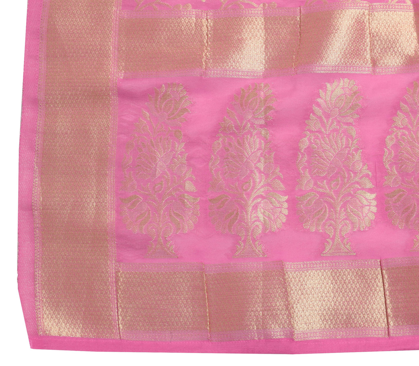 Sushila Vintage Pastel Pink Scrap Dupatta Art Silk Zari Work Floral Long Stole