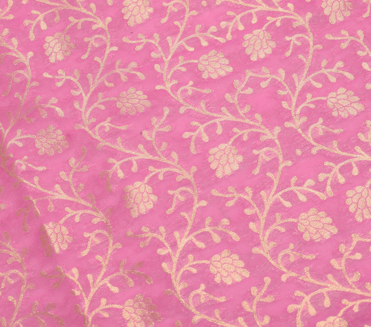 Sushila Vintage Pastel Pink Scrap Dupatta Art Silk Zari Work Floral Long Stole