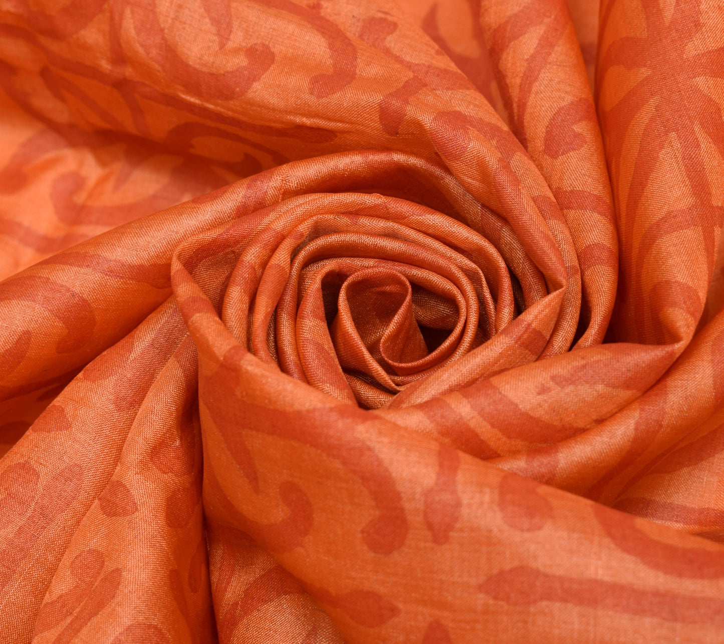 Sushila Vintage Orange Scrap Dupatta Pure Tussar Hand Block Printed Long Stole