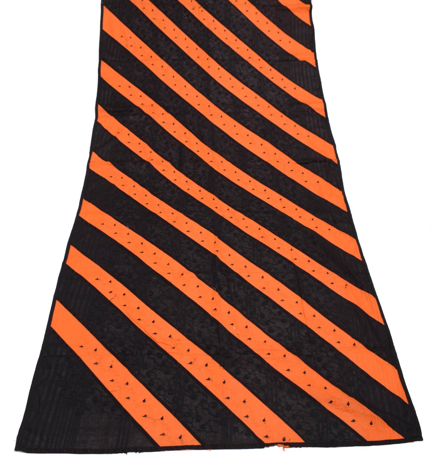 Sushila Vintage Black Orange Scrap Dupatta Pure Cotton Embroidered Long Stole