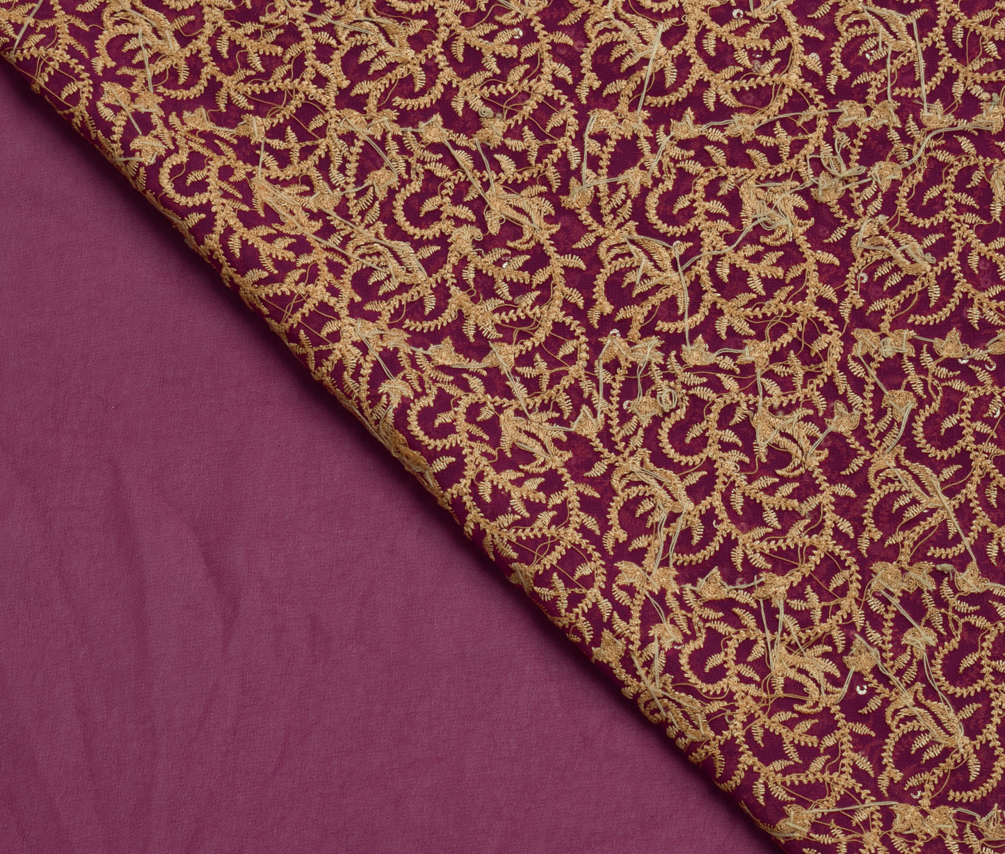 Sushila Vintage Purple HEAVY Saree Blend Georgette Floral Embroidery Sari Fabric