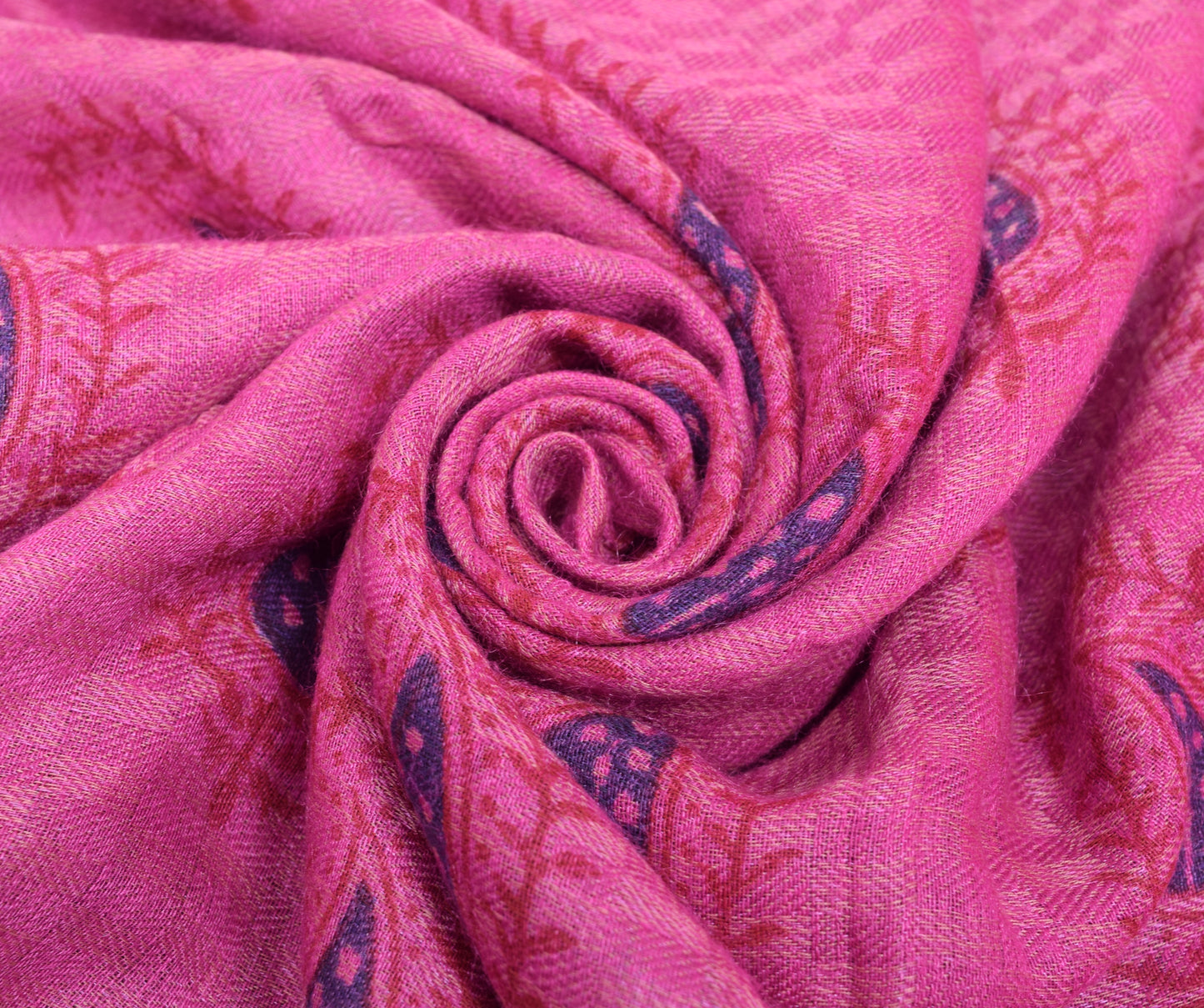 Sushila Vintage Pink 100% Pure Woolen Saree Hand Block Printed Soft Sari Fabric