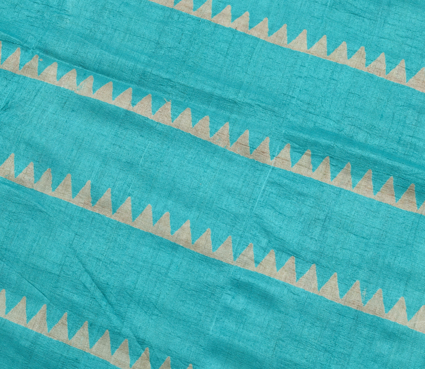 Sushila Vintage Turquoise Blue Saree 100% Pure Woolen Printed Soft Sari Fabric