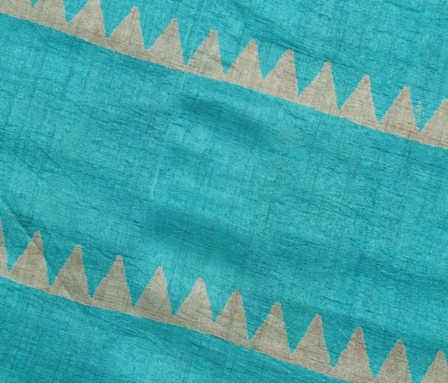 Sushila Vintage Turquoise Blue Saree 100% Pure Woolen Printed Soft Sari Fabric