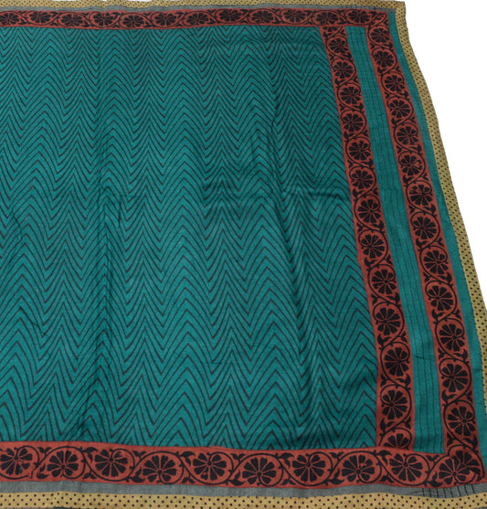 Sushila Vintage Teal Green Branded Saree 100% Pure Woolen Woven Soft Sari Fabric