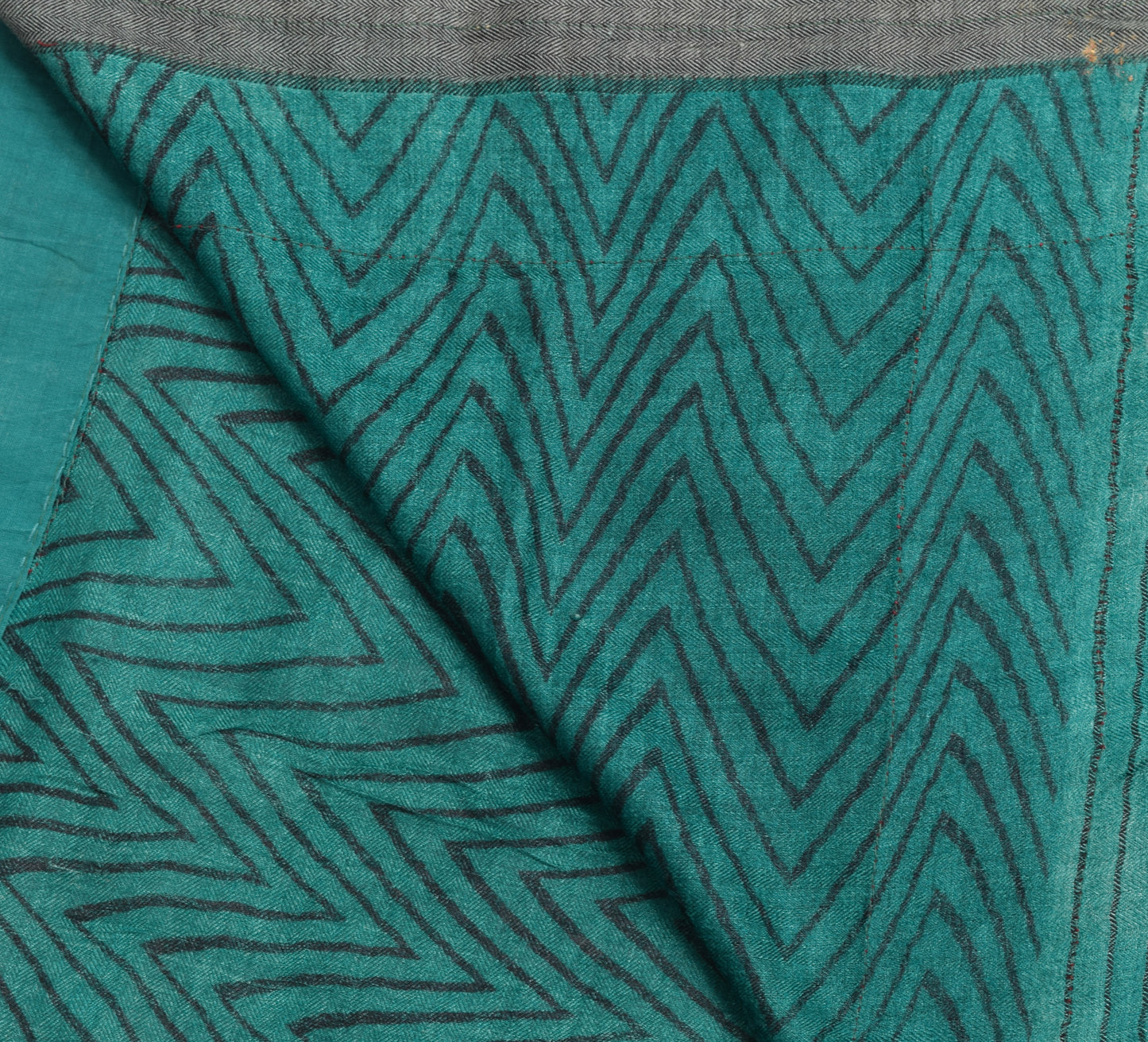 Sushila Vintage Teal Green Branded Saree 100% Pure Woolen Woven Soft Sari Fabric