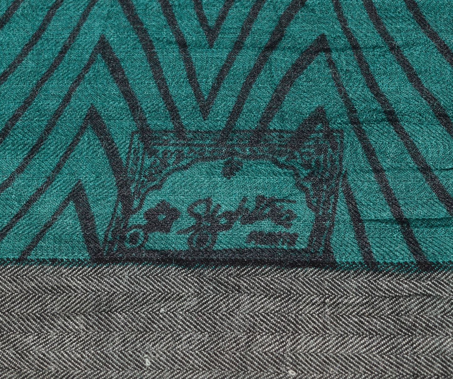 Sushila Vintage Teal Green Branded Saree 100% Pure Woolen Woven Soft Sari Fabric