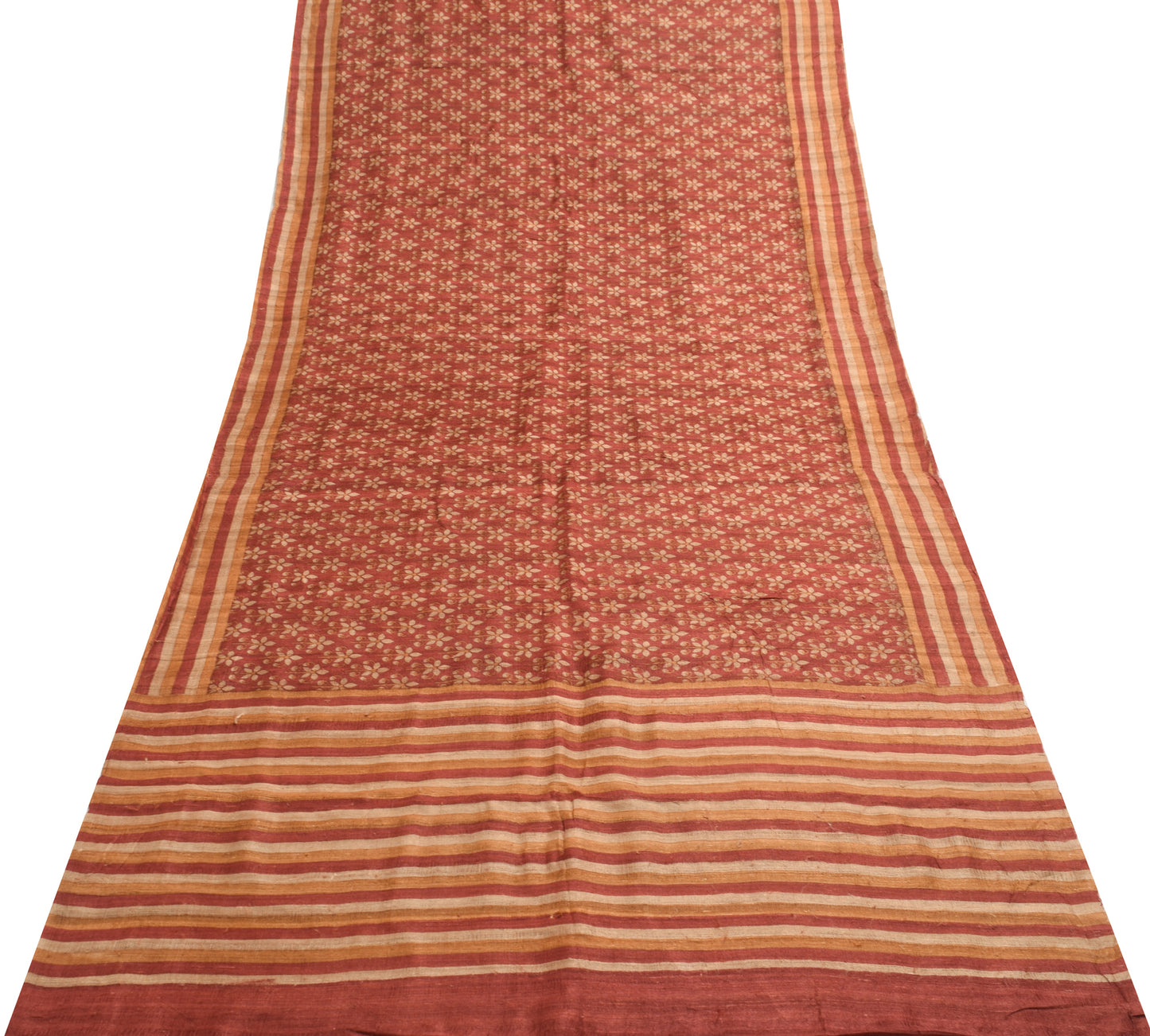 Sushila Vintage Maroon Floral Saree 100% Pure Woolen Woven Sari Craft Fabric