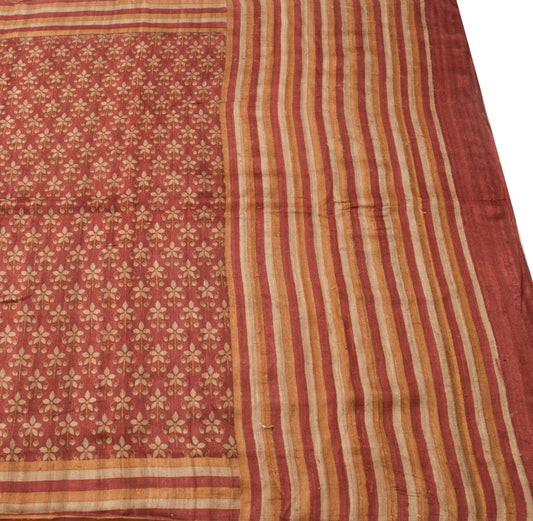 Sushila Vintage Maroon Floral Saree 100% Pure Woolen Woven Sari Craft Fabric