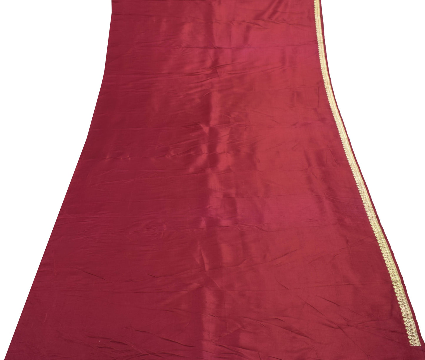 Sushila Vintage Heavy Saree Pure Satin Silk Banarasi Maroon Woven Sari Fabric