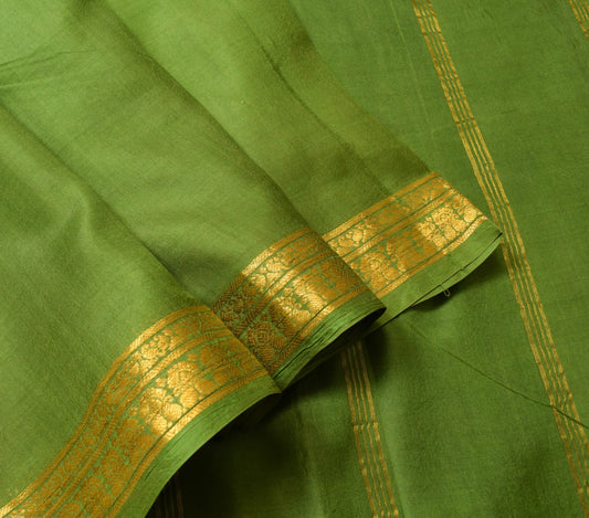 Sushila Vintage 100% Pure Silk Green Saree Zari Woven Traditional Sari Fabric