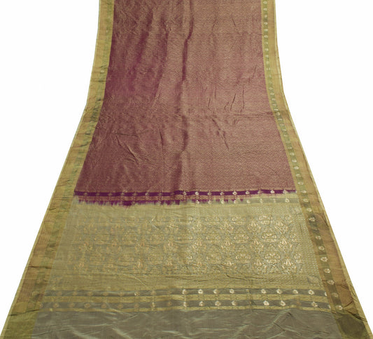 Sushila Vintage Dark Purple Saree Pure Silk All Over Woven Classy Sari Fabric