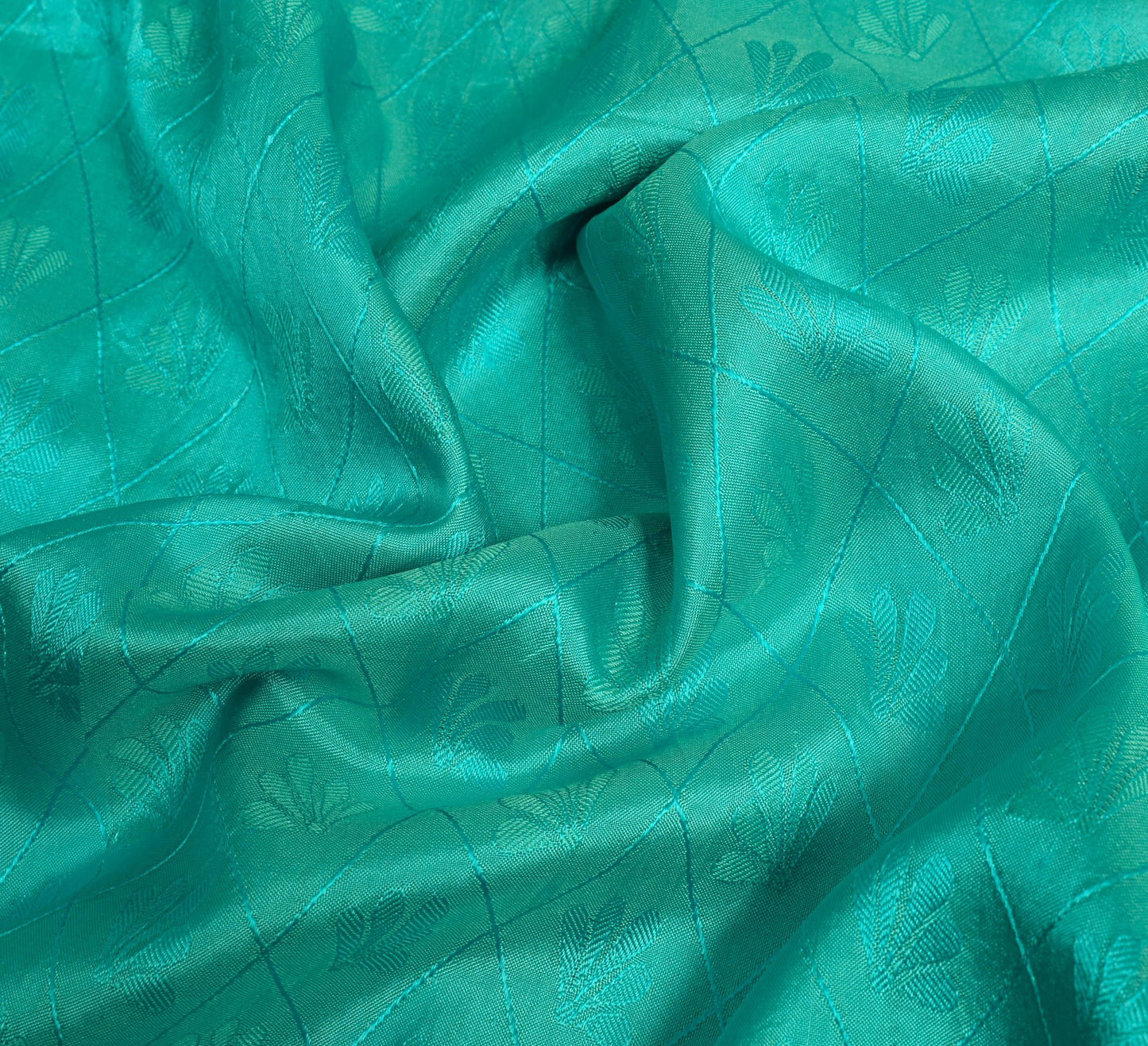 Sushila Vintage Aqua Green Dual Tone Saree 100% Pure Silk Woven Soft Sari Fabric