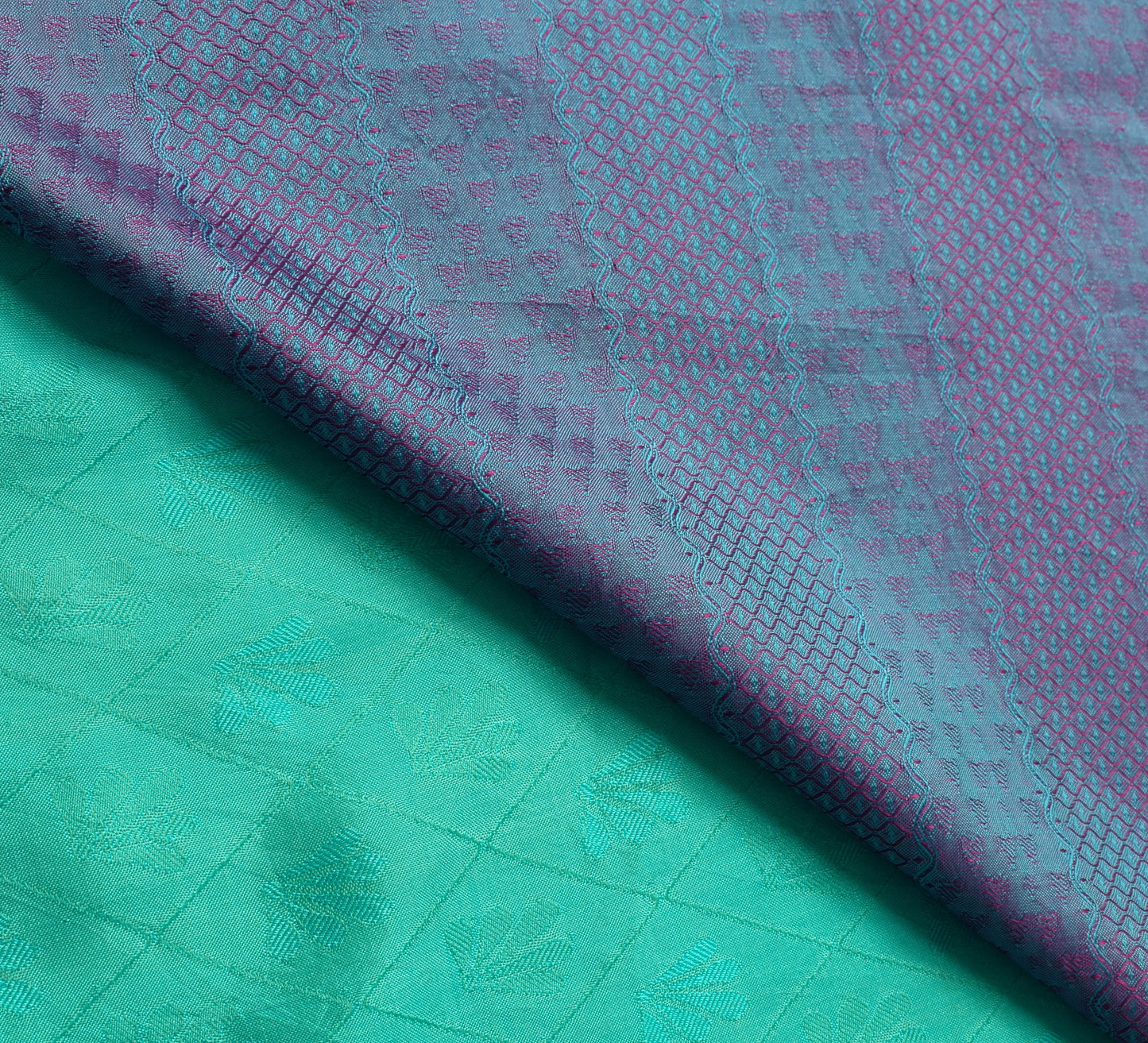 Sushila Vintage Aqua Green Dual Tone Saree 100% Pure Silk Woven Soft Sari Fabric