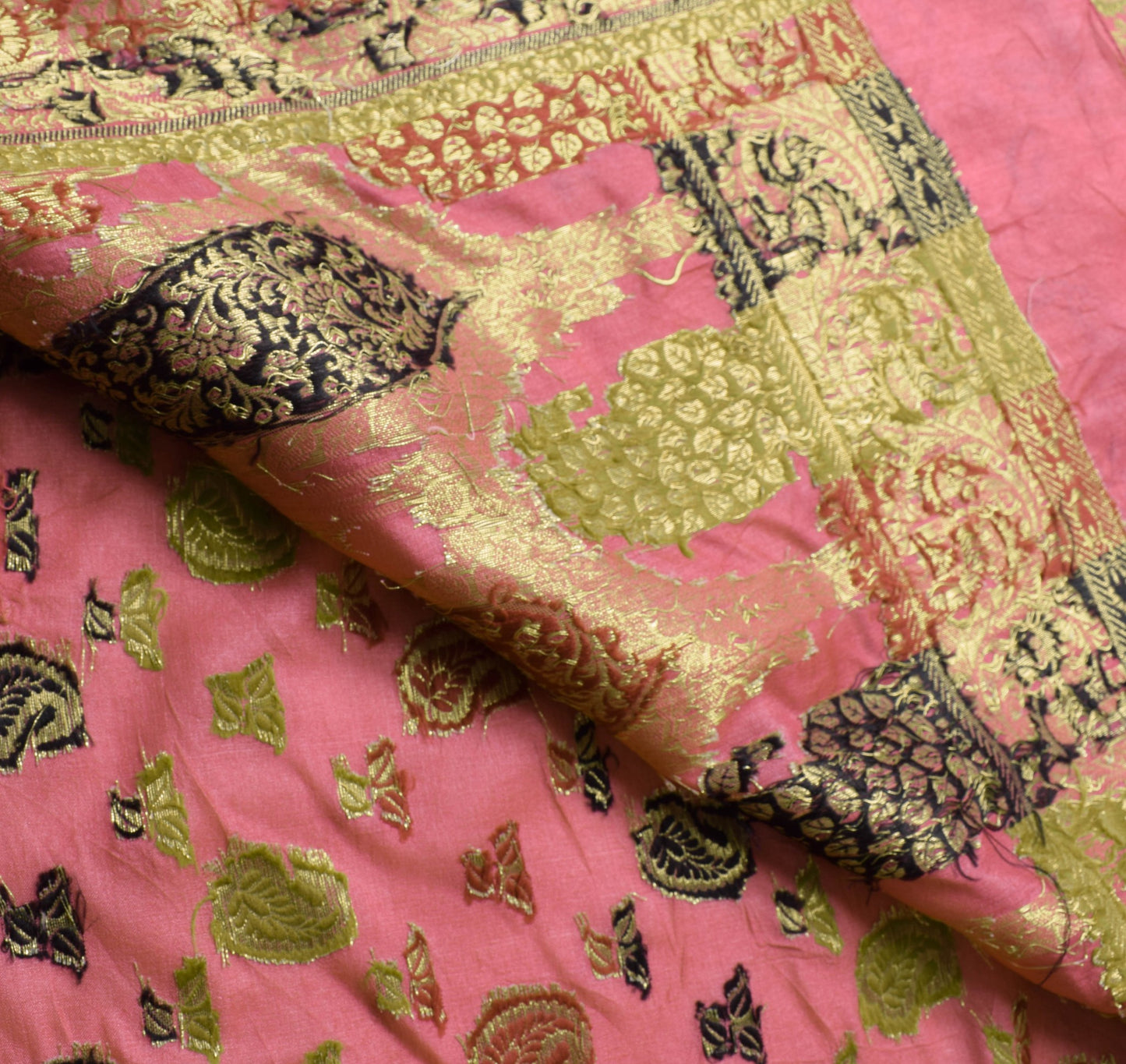 Sushila Vintage Pink 100% Pure Silk Saree Paisley woven Soft Indian Sari Fabric