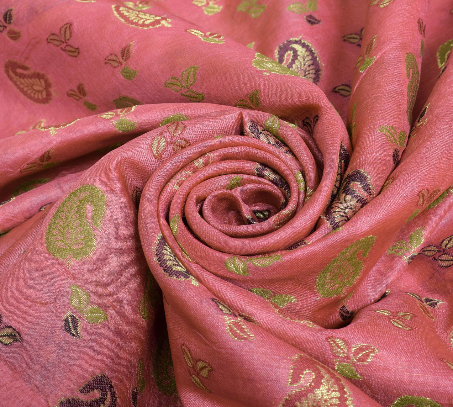 Sushila Vintage Pink 100% Pure Silk Saree Paisley woven Soft Indian Sari Fabric