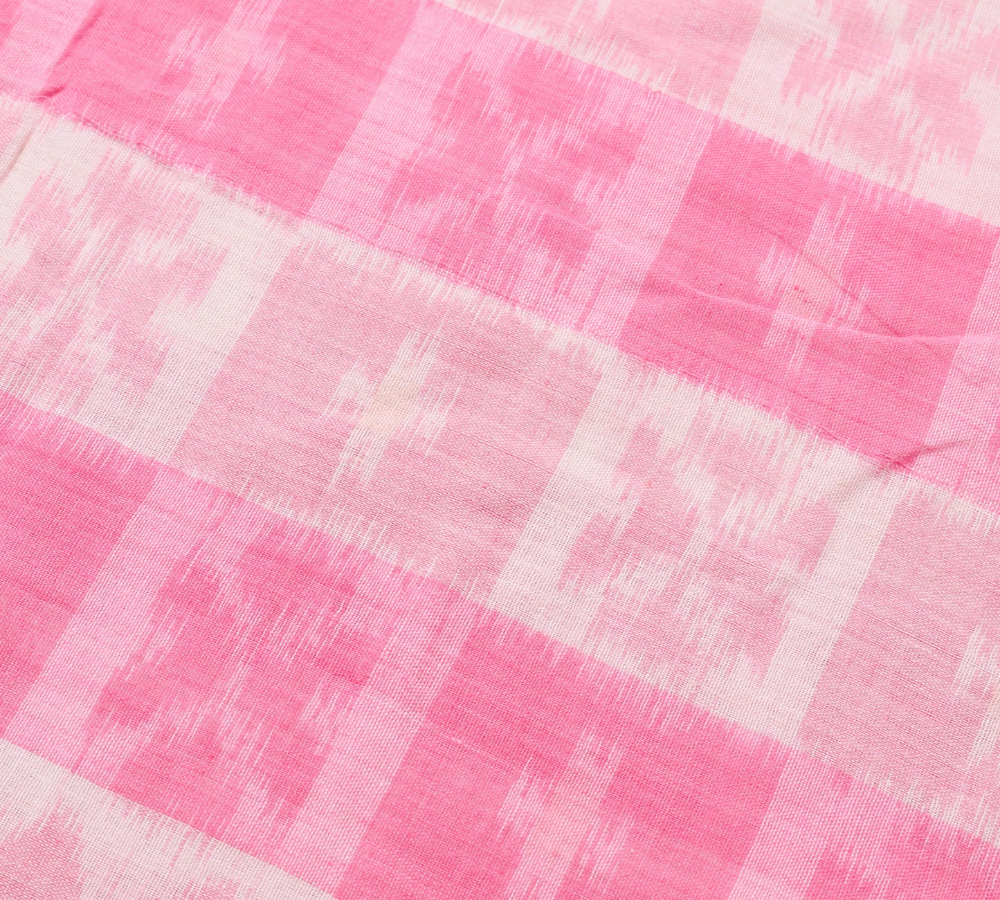 Sushila Vintage Saree Pure Cotton Pink Hand Woven Ikat Patola Sari Craft Fabric