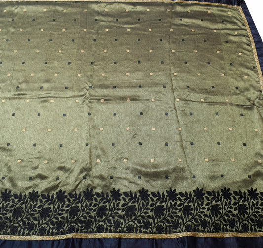 Sushila Vintage Gold Tones Embroidered Saree 100% Pure Cotton Silk Sari Fabric