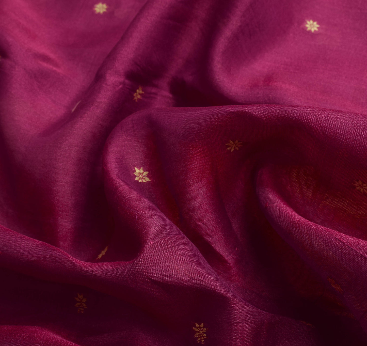 Sushila Vintage Dark Magenta Saree 100% Pure Silk Woven Dual Tone Sari Fabric