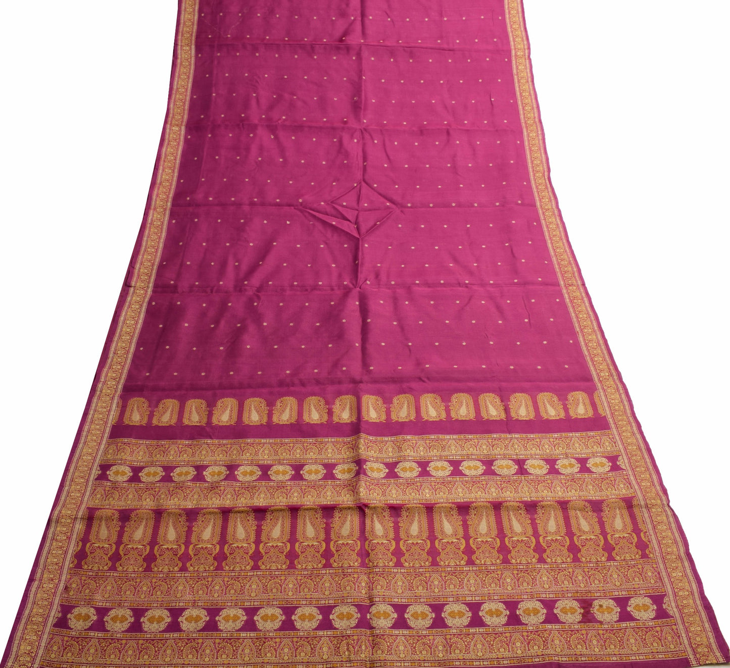 Sushila Vintage Dark Magenta Saree 100% Pure Silk Woven Dual Tone Sari Fabric