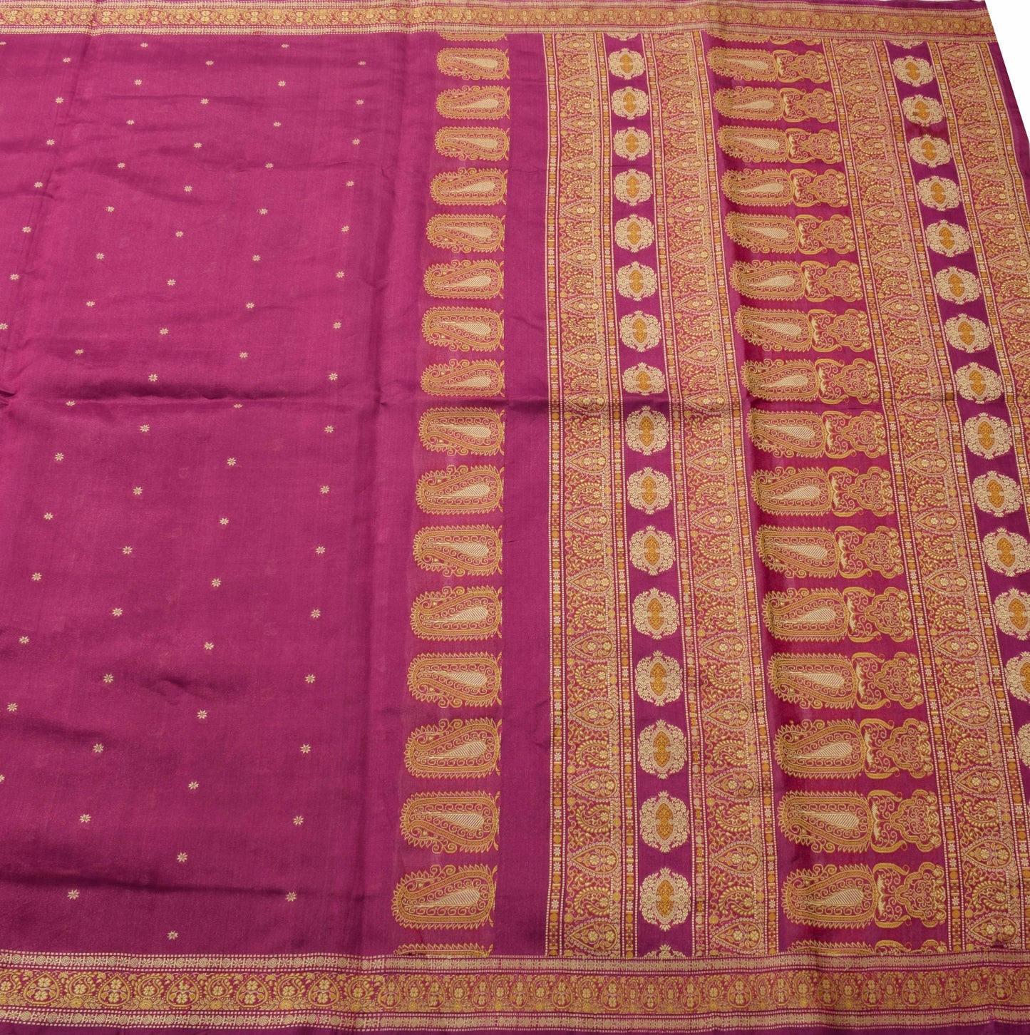 Sushila Vintage Dark Magenta Saree 100% Pure Silk Woven Dual Tone Sari Fabric