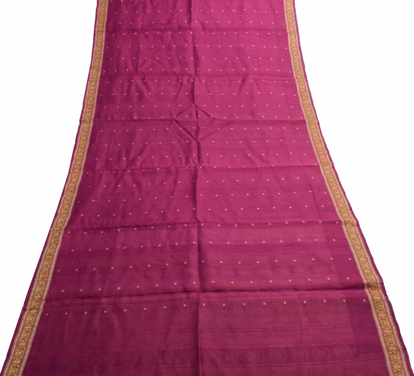 Sushila Vintage Dark Magenta Saree 100% Pure Silk Woven Dual Tone Sari Fabric