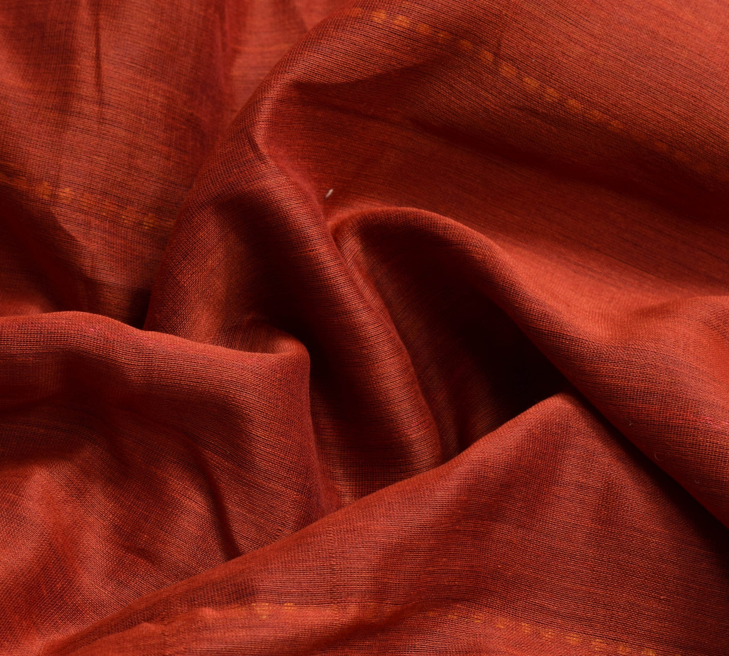 Sushila Vintage Rust 100% Pure Cotton Saree Woven Ethnic Sari Craft Dress Fabric