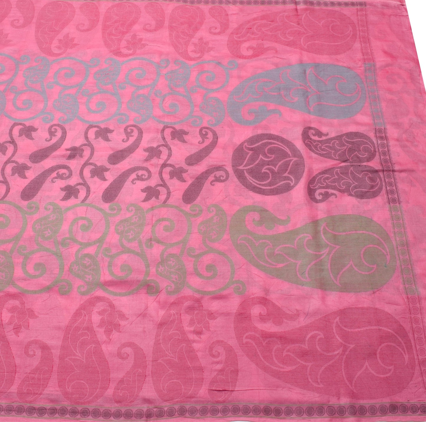 Sushila Vintage Pink Paisley Saree 100% Pure Tussar Silk Woven Soft Sari Fabric