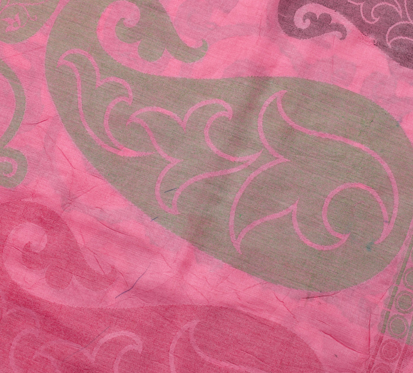 Sushila Vintage Pink Paisley Saree 100% Pure Tussar Silk Woven Soft Sari Fabric