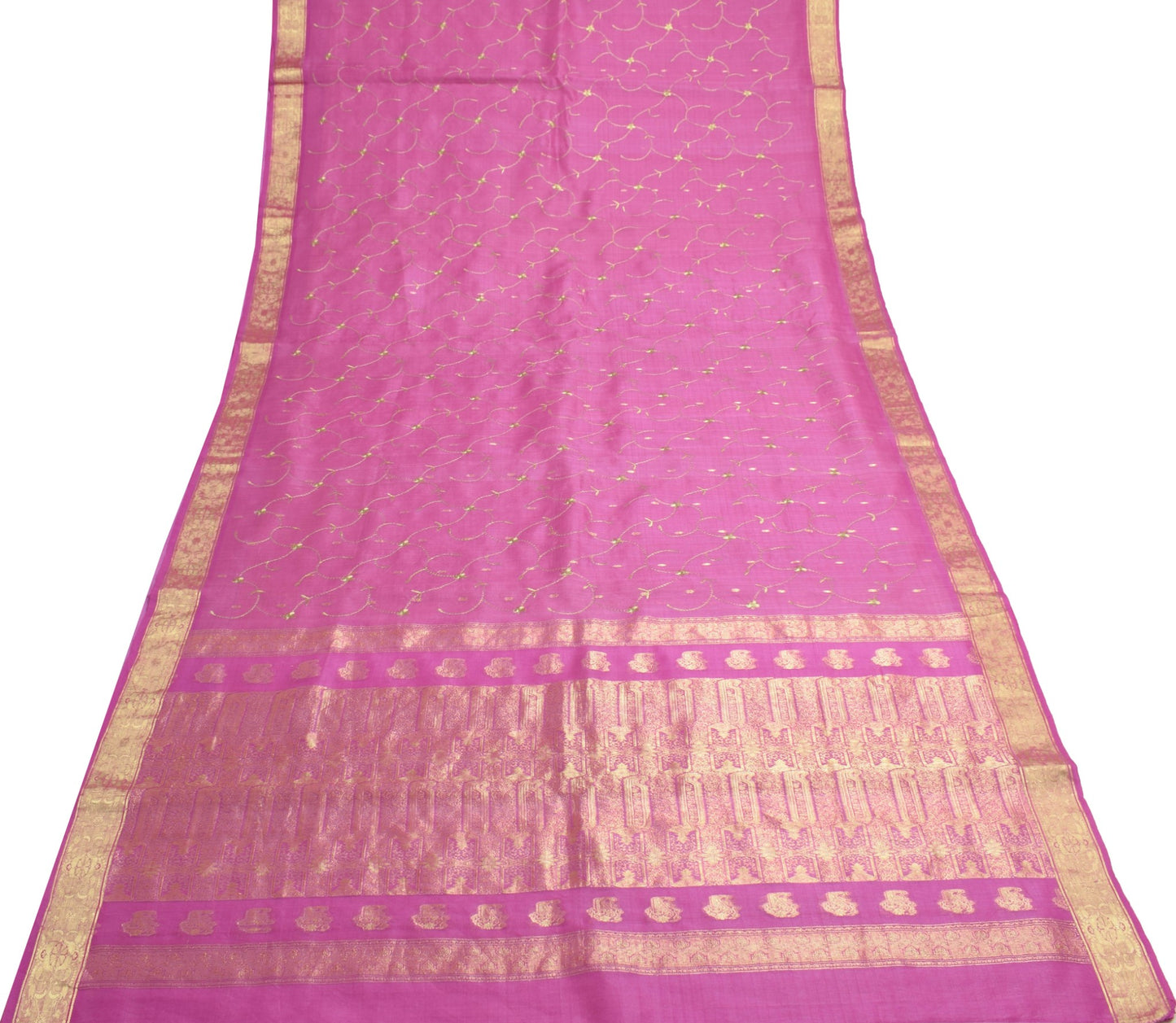 Sushila Vintage Light Purple Saree 100% Pure Silk Zari Woven Floral Sari Fabric