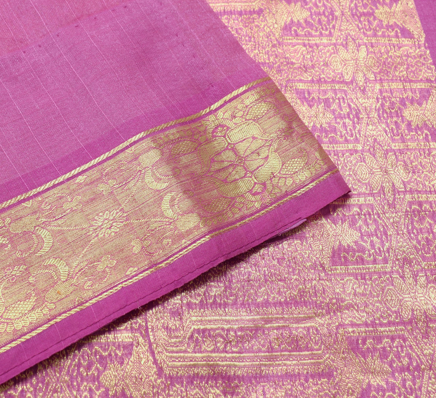 Sushila Vintage Light Purple Saree 100% Pure Silk Zari Woven Floral Sari Fabric